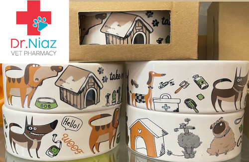 ظرف غذا و آب سرامیکی ۱۳ سانت